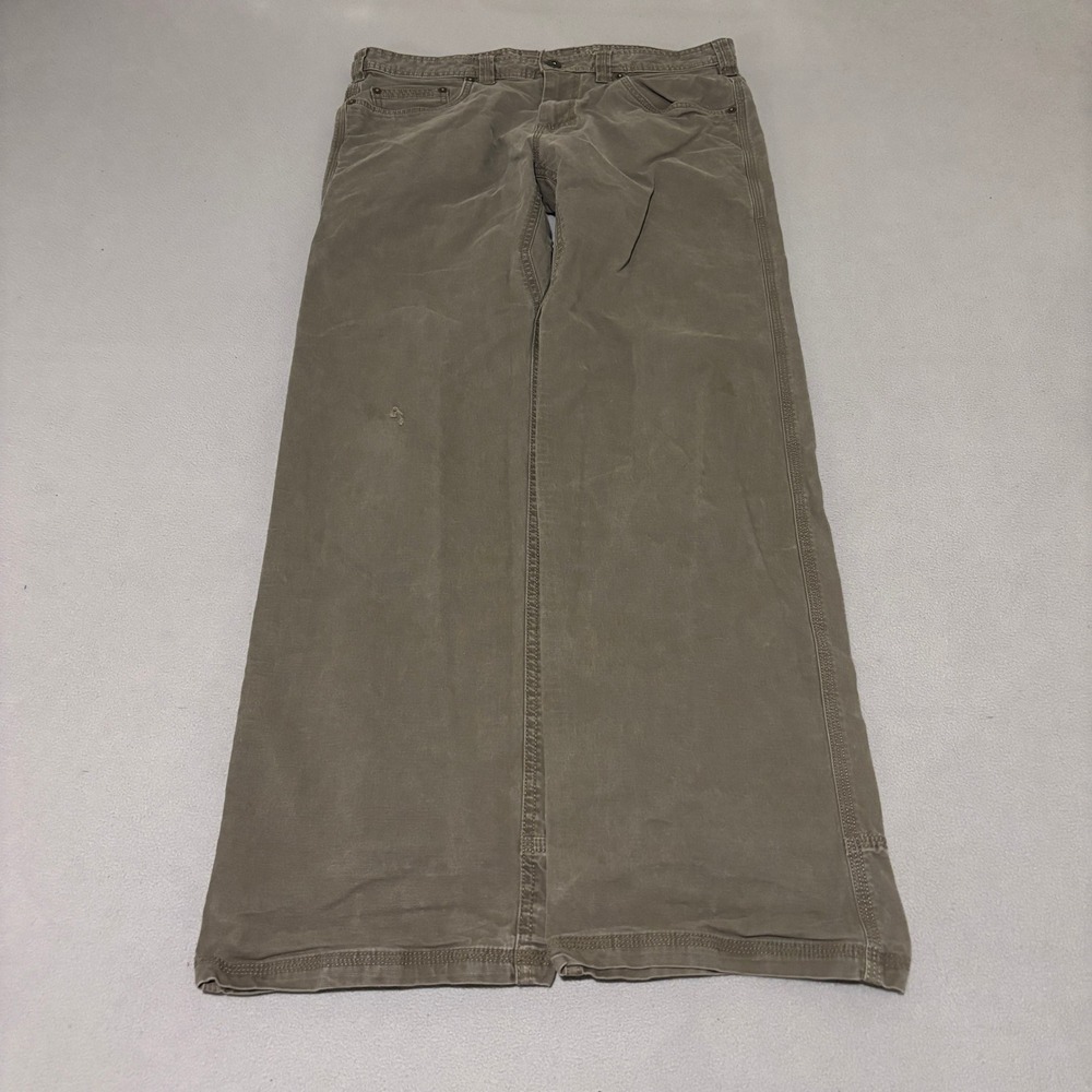 Prana Bronson Lined Pants Mens 34x32 Mud Brown Organic Cotton Canvas Rugged